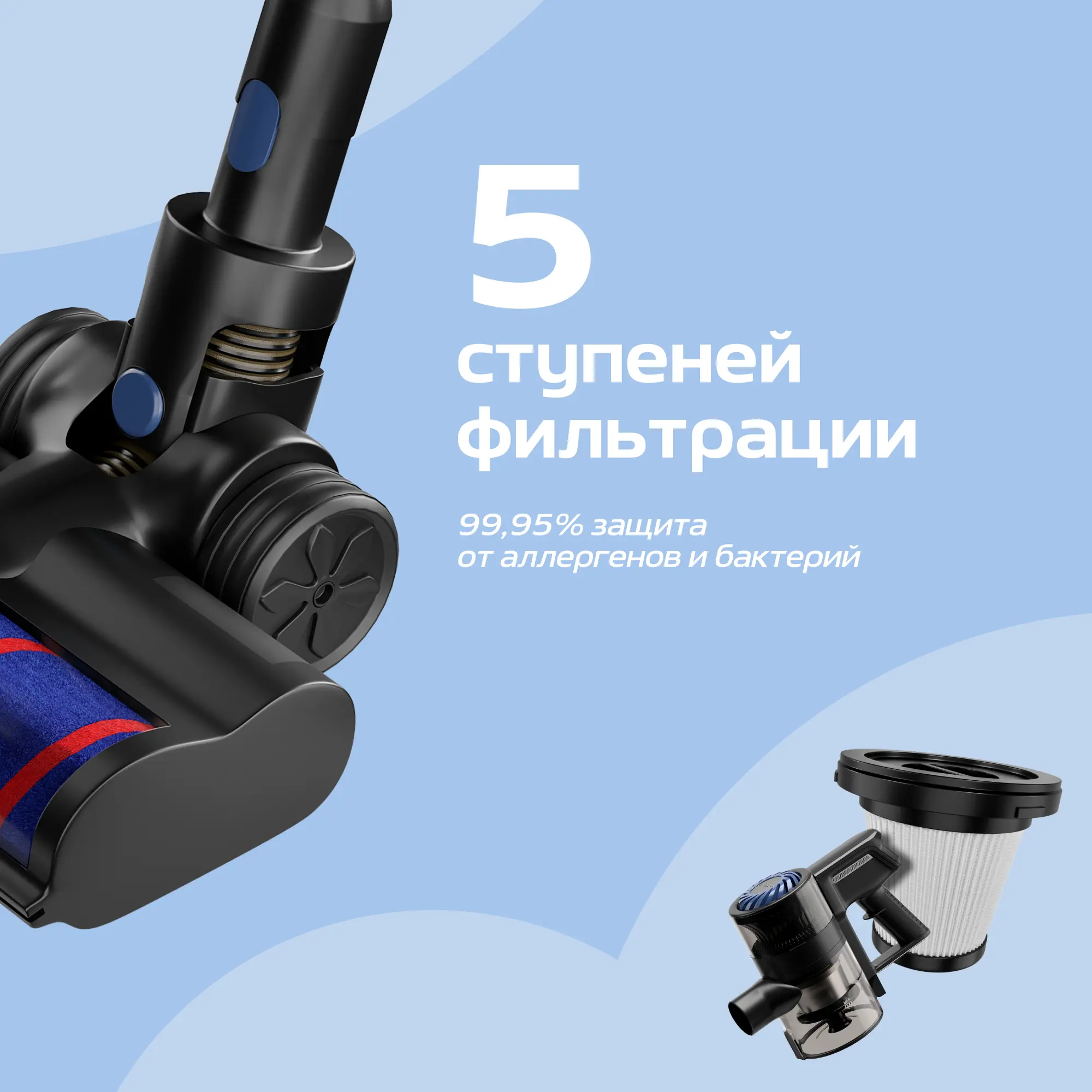 Вертикальный пылесос Wollmer D707 Sapphire Pro